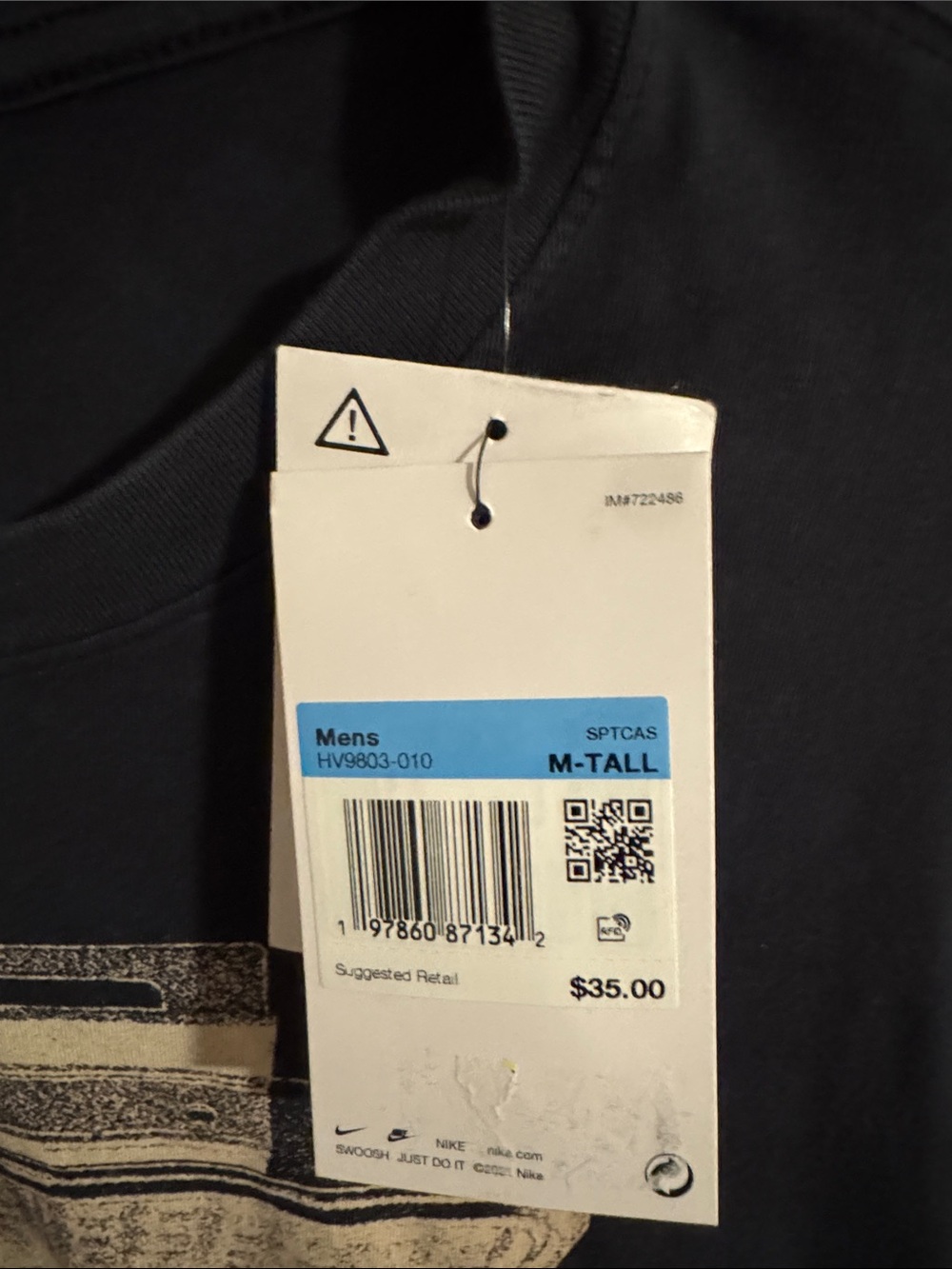 Nike Tshirt Mens Medium Tall Navy Waffles - Picture 2 of 3